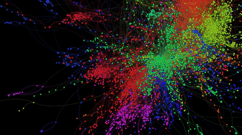Connections between the 7,563 main characters. Via K. Benzi LTS2/EPFL.